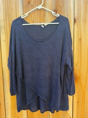 Moth by Anthropologie Navy Knit Scoop Neck Sweater